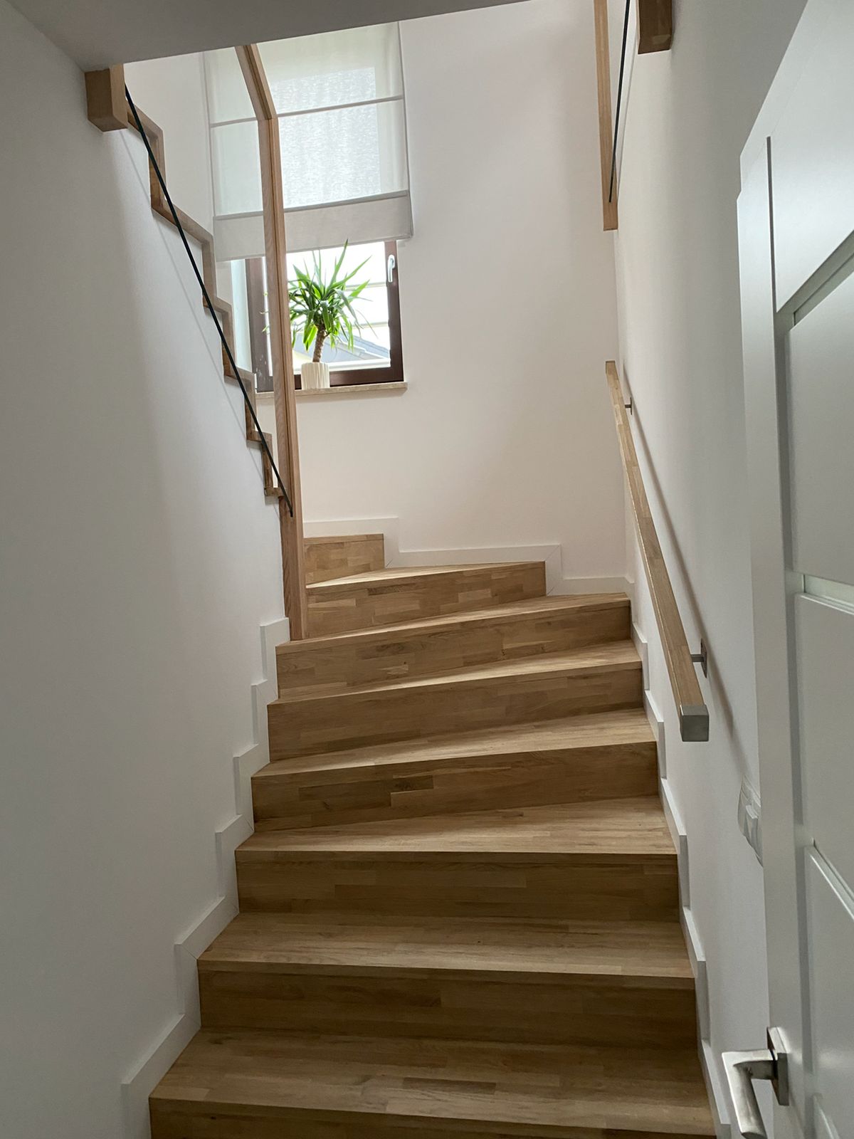 Finished oak staircase after renovation